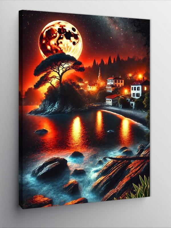 Kanvas Tablo Kırmızı Gölette Gün Batımı - Image 1