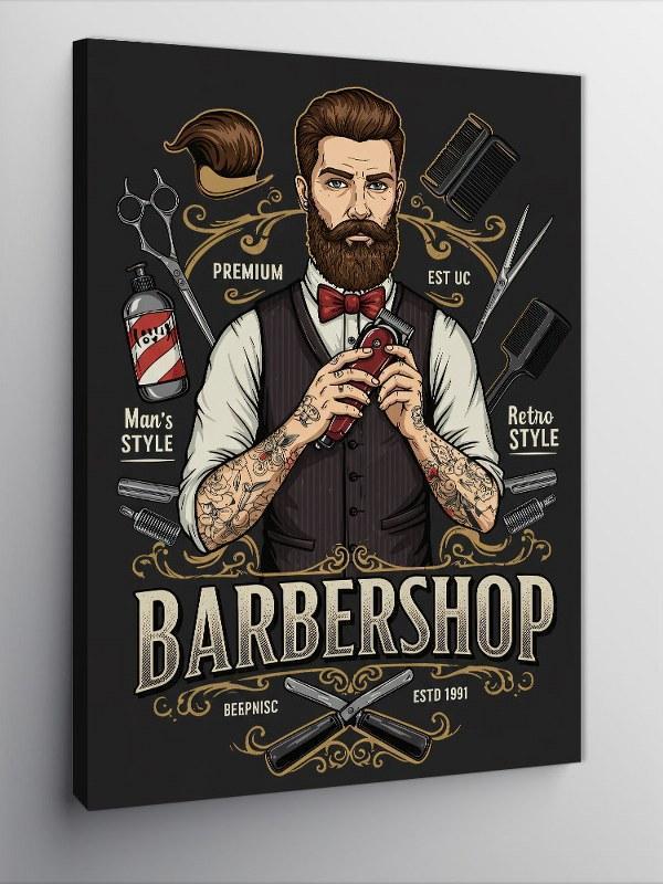 Kanvas Tablo Barber Shop ve Retro Berber Posteri - Image 1