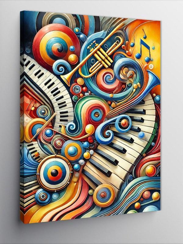 Kanvas Tablo Renkli Müzik Teması ve Çizgiler - Image 1