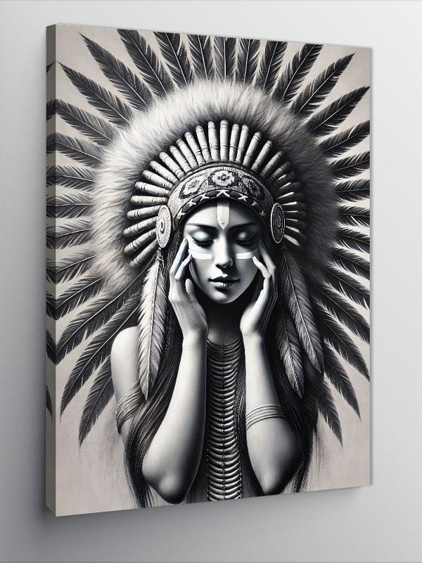 Kanvas Tablo Kızılderili Kadın Çizimi - Image 1