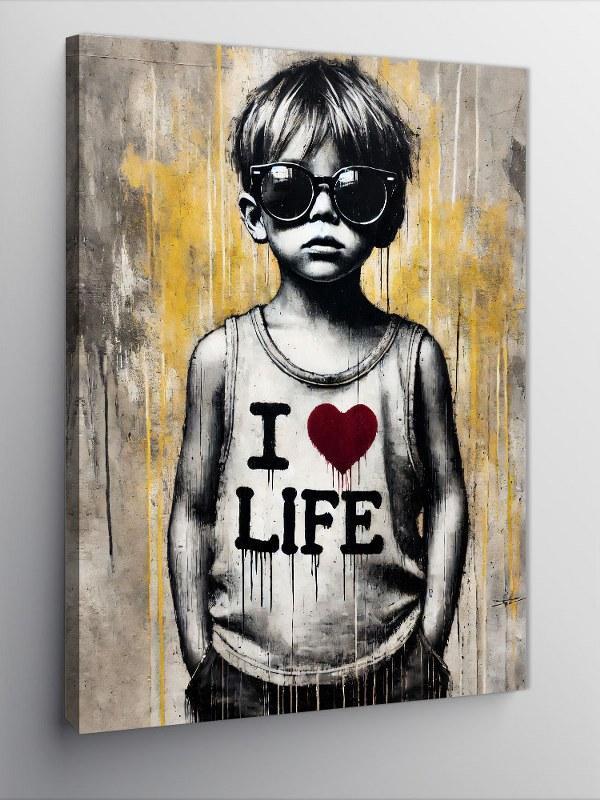 Kanvas Tablo I Love Life ve Retro Çocuk - Image 1