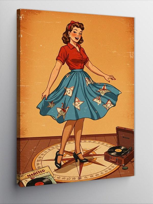 Kanvas Tablo Retro Kadın Çemberde - Image 1