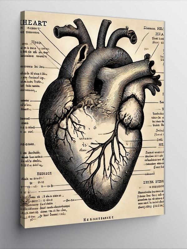 Kanvas Tablo Anatomik Kalp Çizimi - Image 1