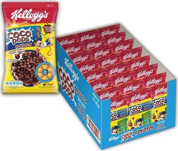 Kellogg's Coco Pops Çokotop 40 Gr x24 Adet,Lif,Demir ve 6Vitamin Kaynağı,%100 Pancar Şekeri,%40 Kakao - Image 1