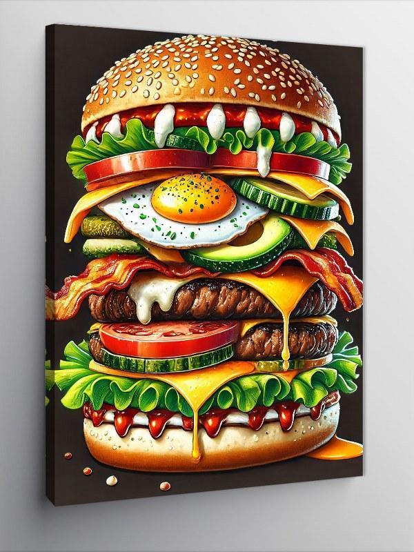 Kanvas Tablo Dev Burger Ve Malzemeler - Image 1