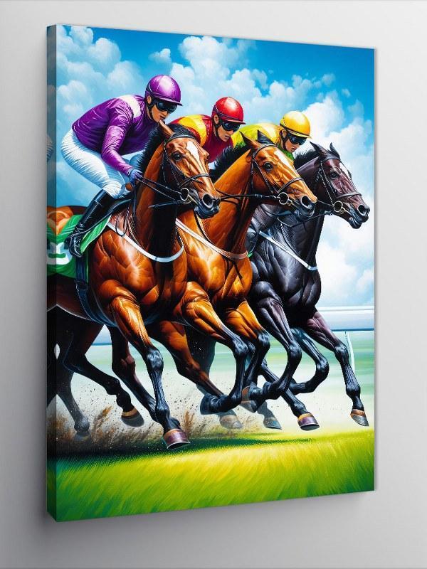 Kanvas Tablo At Yarışı Ve Jockeyler - Image 1