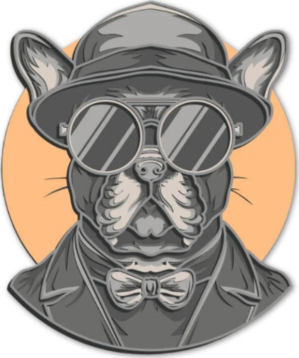 Dark Flamingo El  Yapımı Üç Boyutlu Ahşap French Bulldog Ev, Ofis, Kafe Duvar Panosu - Image 1