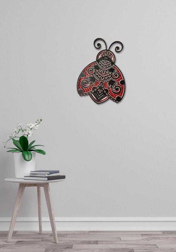 Dark Flamingo El Yapımı Ahşap Üç Boyutlu Uğur Böceği Duvar Ve Kapı Süsü - Image 1