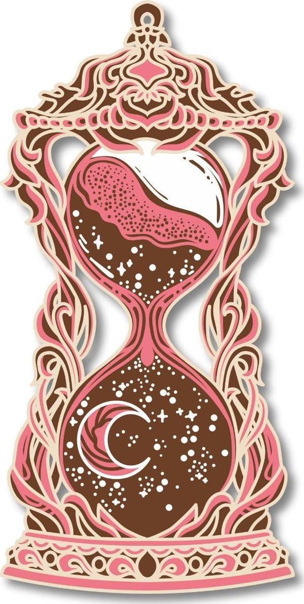 Dark Flamingo Üç Boyutlu Ahşap Kum Saati Ev, Ofis, Kafe Duvar Dekoru - Image 1