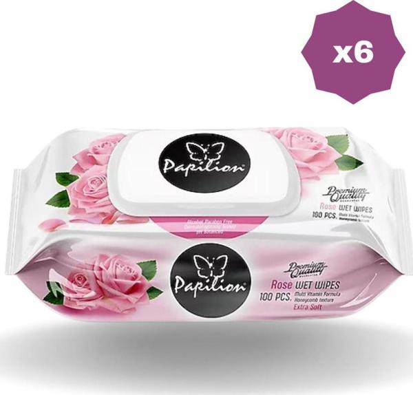 Papilion Papi̇Li̇On Islak Havlu Gül Kokulu 100'Lü - (6 Adet) - Image 1