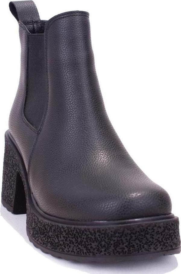 Dagoster DZA07-8962200 Siyah Günlük Platform Topuklu Kadın Bot - Image 1