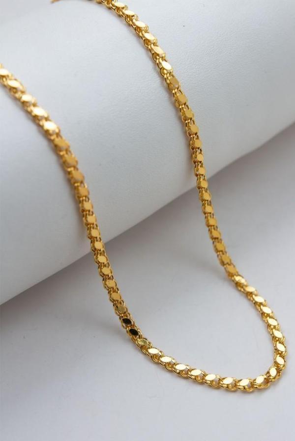 14 Ayar Altın 3 MM Pullu Zincir 55 CM Altın Zincir LKZNC1101 - Image 1