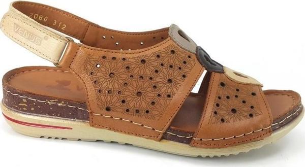 VENÜS 2060Y ORTOPEDİK DÜZ TABAN COMFORT DERİ KADIN SANDALET - Image 1