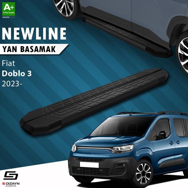 S-Dizayn Fiat Doblo 3 Uzun Şase NewLine Siyah Yan Basamak 213 Cm 2023 Üzeri A+ Kalite - Image 1