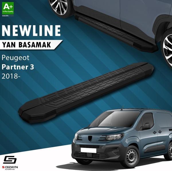 S-Dizayn Peugeot Partner 3 Uzun Şase NewLine Siyah Yan Basamak 213 Cm 2018 Üzeri A+ Kalite - Image 1