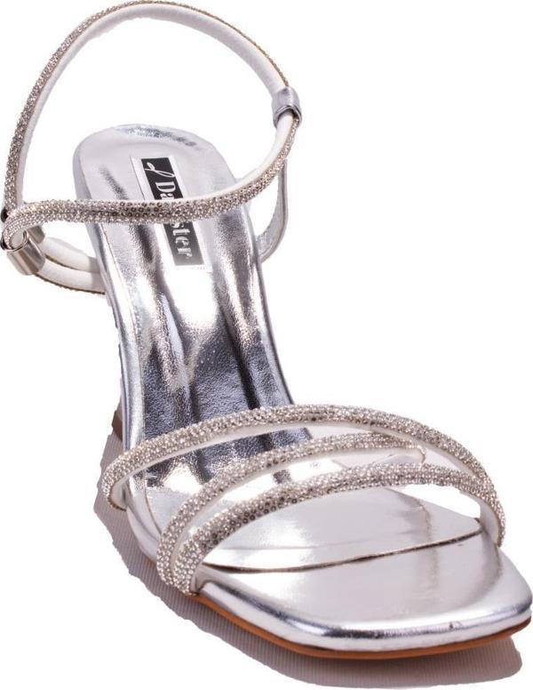 Dagoster DZA07-337052 Gümüş Taşlı Abiye Topuklu Kadın Ayakkabı - Image 1