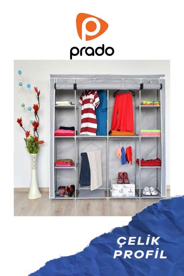 Prado Double Askılıklı Çelik Profilli Bez Dolap - Image 1