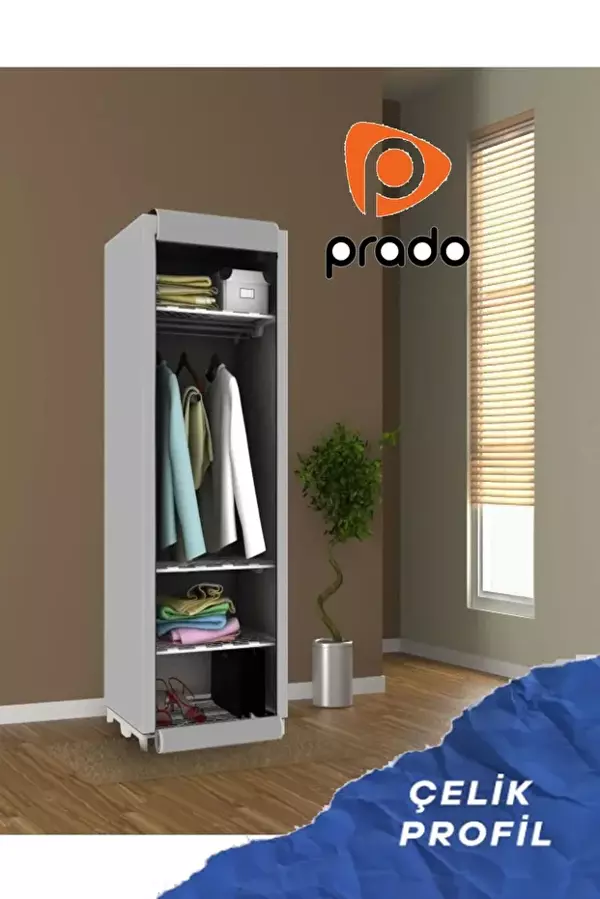 Prado Slim Fit Varyant Çelik Profilli Bez Dolap - Image 1