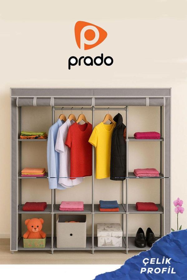 Prado Tokyo Çok Raflı Çelik Profilli Bez Dolap - Image 1