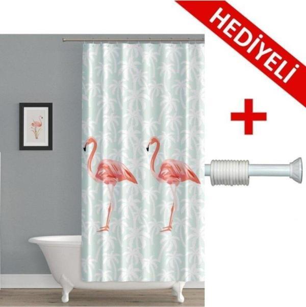 Prado Flamingo Banyo Perdesi + Askı Hediyeli 123-200 Cm - Image 1