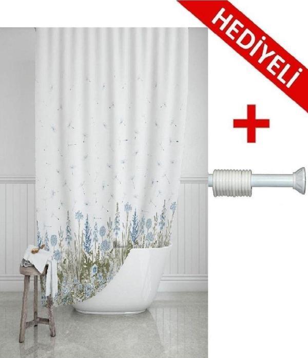 Prado Kır Banyo Perdesi, Duş Perdesi 180X200Cm Askı Hediyeli - Image 1