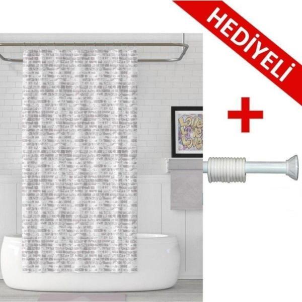 Prado The Wall Banyo Perdesi + Askı Hediyeli 180X200 - Image 1