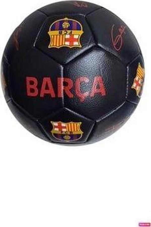 BARCELONA MAKİNE DİKİŞLİ DANA DERİSİ BARCELONA İMZALI FUTBOL TOPU NO:5 - Image 1