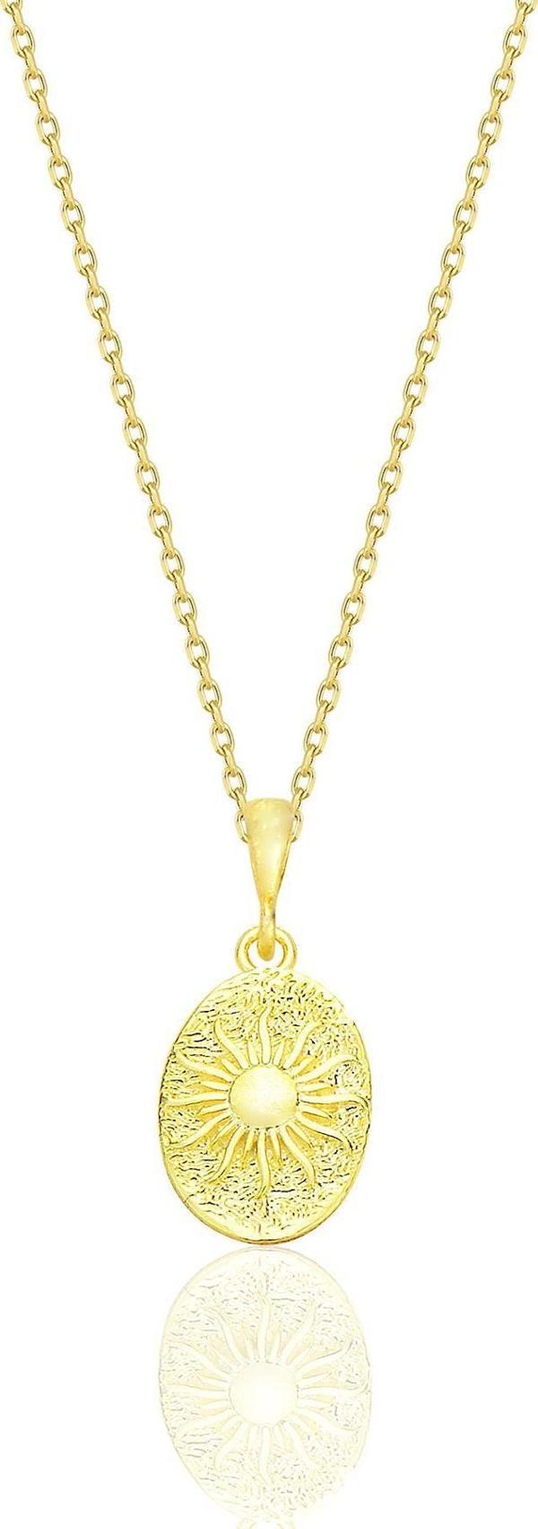 Gümüş altın yaldızlı güneş kabartmalı antik para kolye [barcode] - Image 1