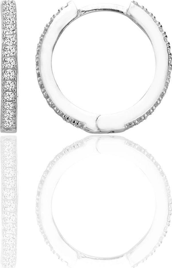 Gümüş rodyumlu zirkon taşlı 16 mm tamtur halka küpe [barcode] - Image 1