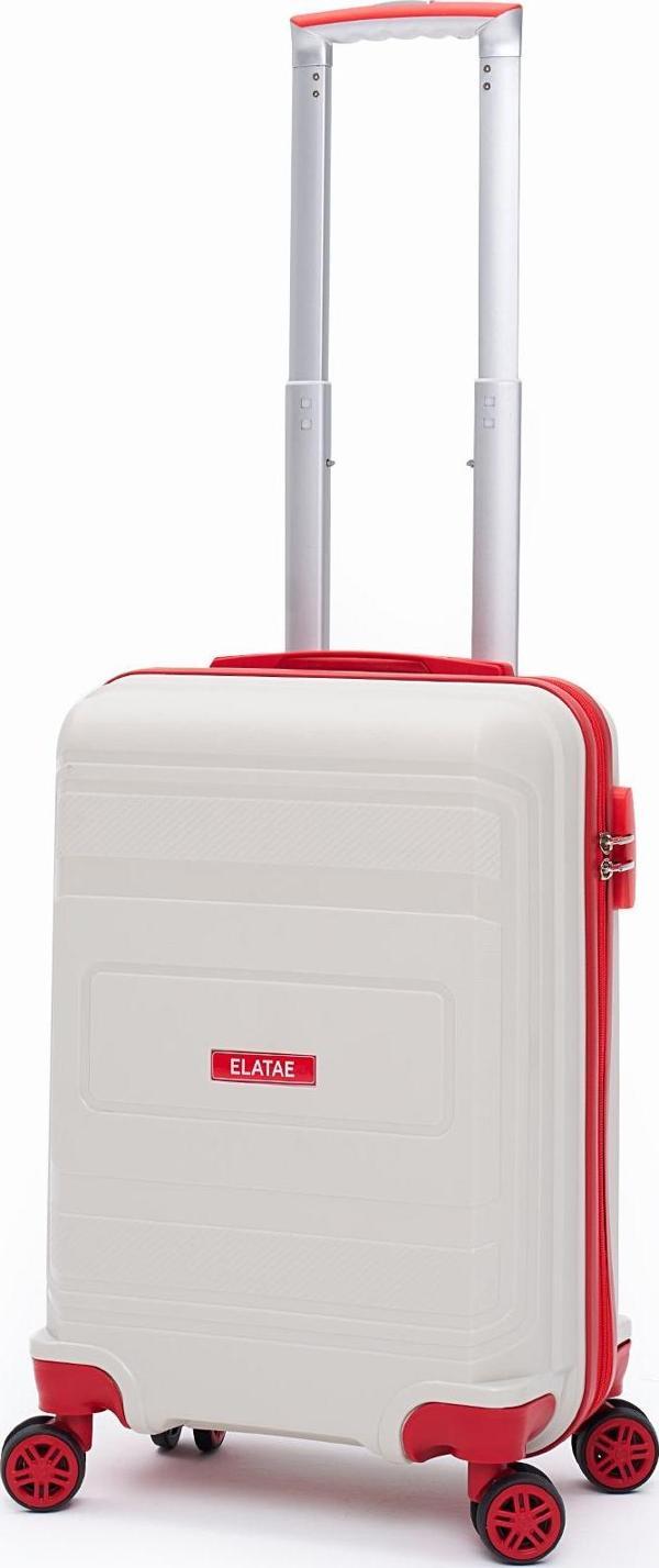 Elatae Premium Polipropilen Kabin Boy Kırılmaz Valiz Bej - Kırmızı V305 - Image 1