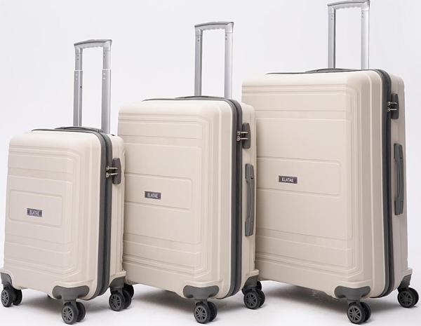 Elatae Premium Polipropilen Kırılmaz 3'lü Valiz Seti Bej - Antrasit V305 - Image 1