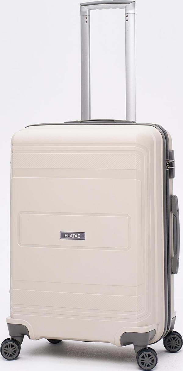 Elatae Premium Polipropilen Orta Boy Kırılmaz Valiz Bej - Antrasit V305 - Image 1