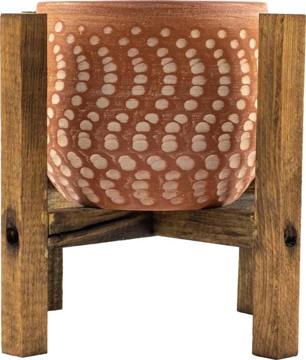 Bitki Tasarımı Ev Dekorasyon Beyaz Nokta Desenli Terakota Toprak Saksı Saksılık Salon Çiçeklik 4 Ayaklı 12 Cm - Image 1