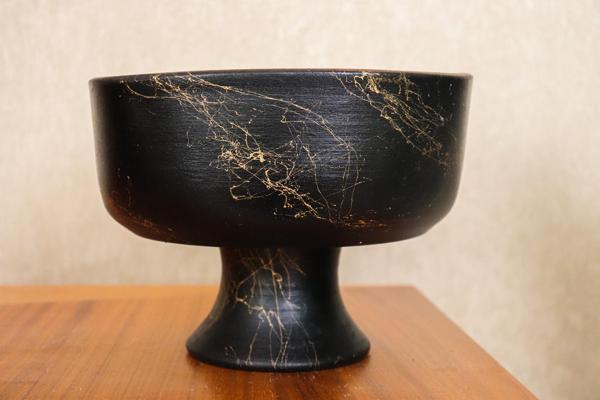 Bitki Tasarımı Siyah Üzeri Gold Mermer Efektli Kendinden Ayaklı Aranjmanlık Sunumluk Bonzai Terakota Toprak Saksı Kare B - Image 1