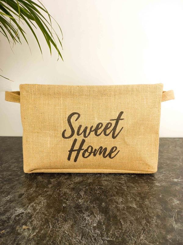 Bitki Tasarımı Sweet Home Jüt Hasır Ev Düzenleyici Mutfak Banyo Salon Sepeti Katlanır Sıvı Korumalı Büyük - Image 1