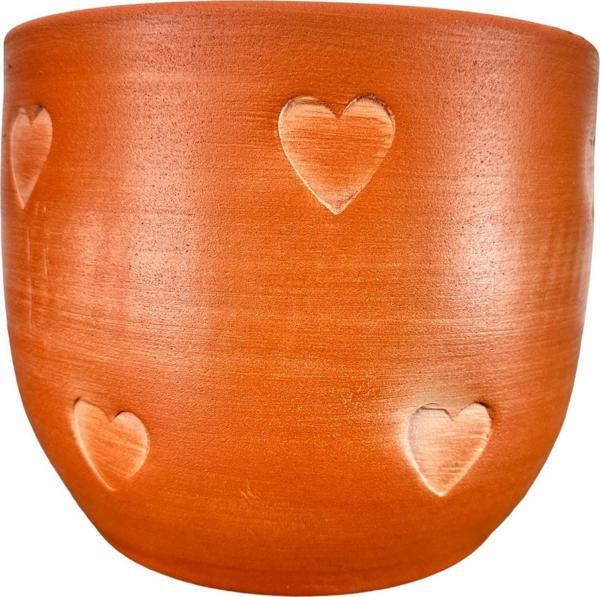 Bitki Tasarımı  Kalp Desenli Toprak Saksı Saksılık Salon Çiçeklik - 19 CM - Image 1