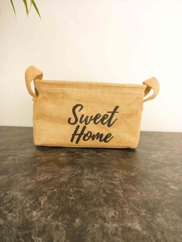 Bitki Tasarımı Sweet Home Jüt Hasır Ev Düzenleyici Mutfak Banyo Salon Sepeti Katlanır Sıvı Korumalı Orta - Image 1
