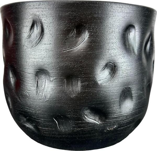 Bitki Tasarımı  Siyah Desenli Toprak Saksı Saksılık Salon Çiçeklik - 19 CM - Image 1