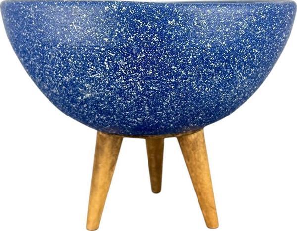 Bitki Tasarımı Ev Dekorasyon Lacivert Granit Aranjman Sunumluk Toprak Saksı 3 Ayaklı 20 Cm Çap - Image 1