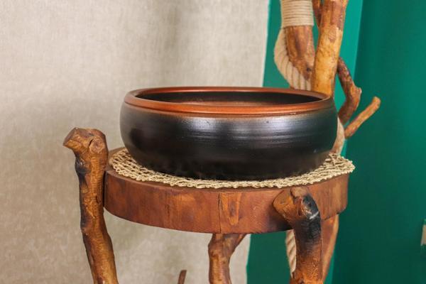 Bitki Tasarımı Ev Dekorasyon Siyah Bakır Aranjmanlık Sunumluk Bonzai Terracota Toprak Saksı Yuvarlak Büyük - Image 1