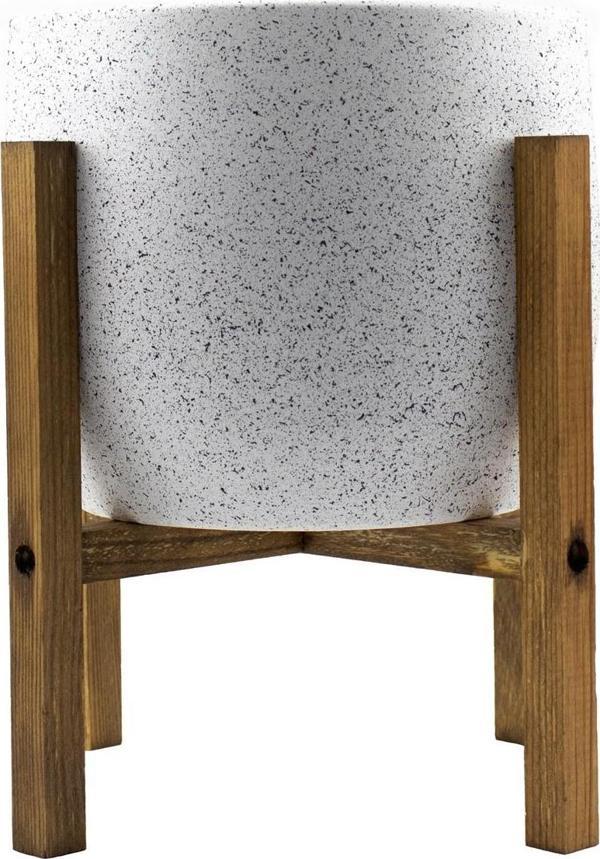 Bitki Tasarımı Beyaz Granit Toprak Saksı Saksılık Salon Çiçeklik 4 Ayaklı - 19 CM - Image 1