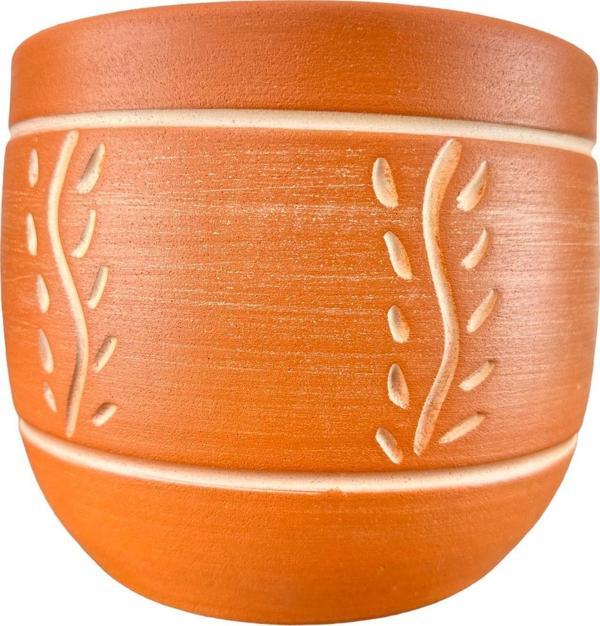 Bitki Tasarımı Ev Dekorasyon Nakış Desenli Toprak Saksı Saksılık Salon Çiçeklik - 19 CM - Image 1