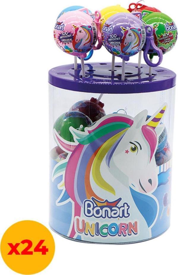 Bonart Unicorn Top Kafalar Lollipop Candy 11 Gr X 24 Adet - Image 1