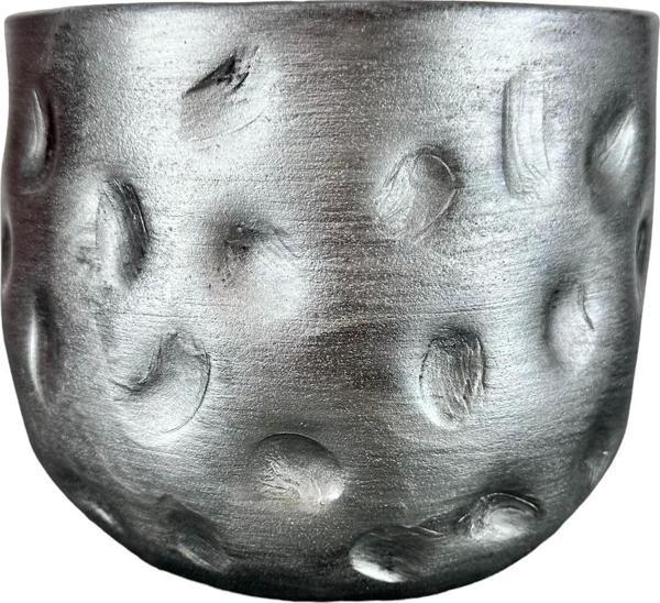 Bitki Tasarımı Gümüş Desenli Toprak Saksı Saksılık Salon Çiçeklik - 19 CM - Image 1