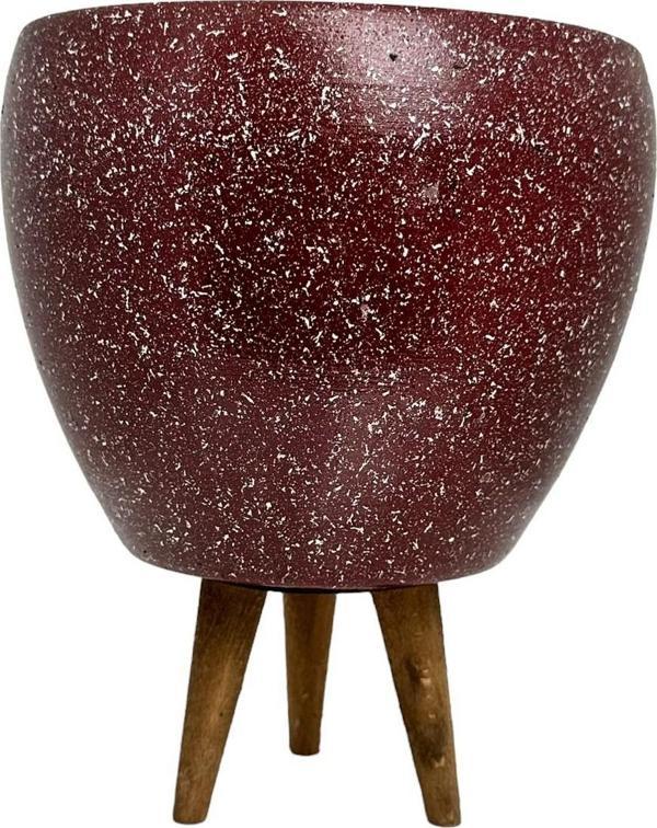 Bitki Tasarımı Bordo Granit Toprak Saksı Saksılık Salon Çiçeklik 3 Ayaklı - 15 CM - Image 1