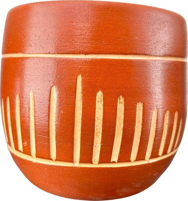 Bitki Tasarımı Dik Çizgi Desenli Toprak Saksı Saksılık Salon Çiçeklik - 19 CM - Image 1