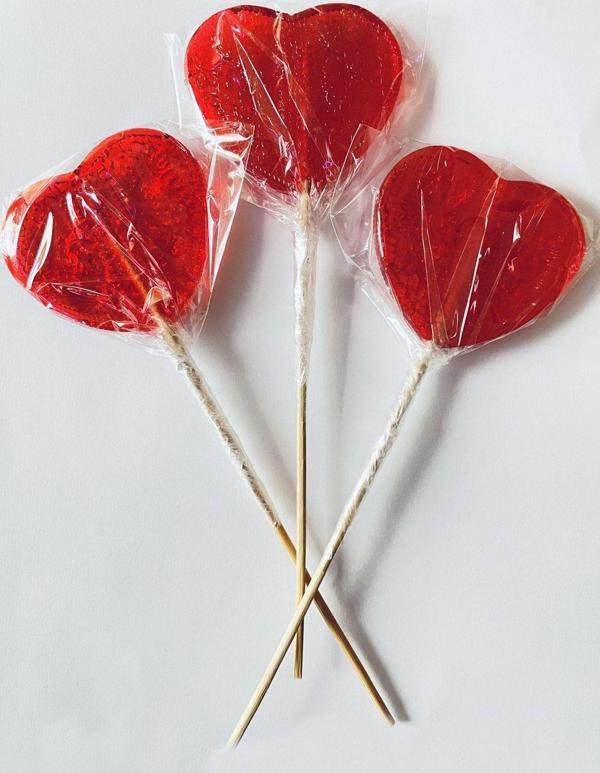 Şekeyci Büyük Boy Kırmızı Parti Doğum Günü Kalp Şeker 30Gr 10 Adet - Image 1