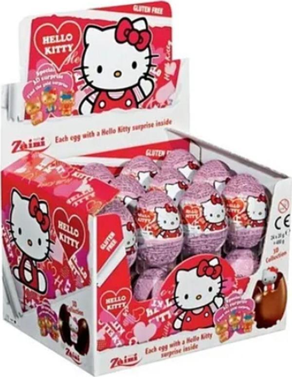Zaini Hello Kitty Glutensiz Çikolatalı Sürpriz Yumurta 24 Adet - Image 1