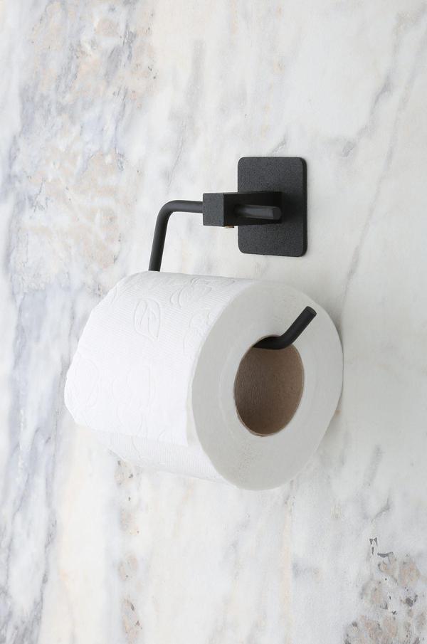 Evina Kare Yapışkanlı Siyah Açık Tuvalet Kağıtlığı Wc Kağıtlık Tutucu - Image 1