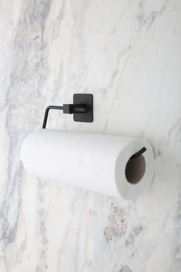 Evina Kare Yapışkanlı Siyah Kağıt Rulo Havluluk, Peçetelik, Yapışkanlı Tasarım, Banyo Askısı - Image 1
